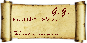 Gavallér Géza névjegykártya